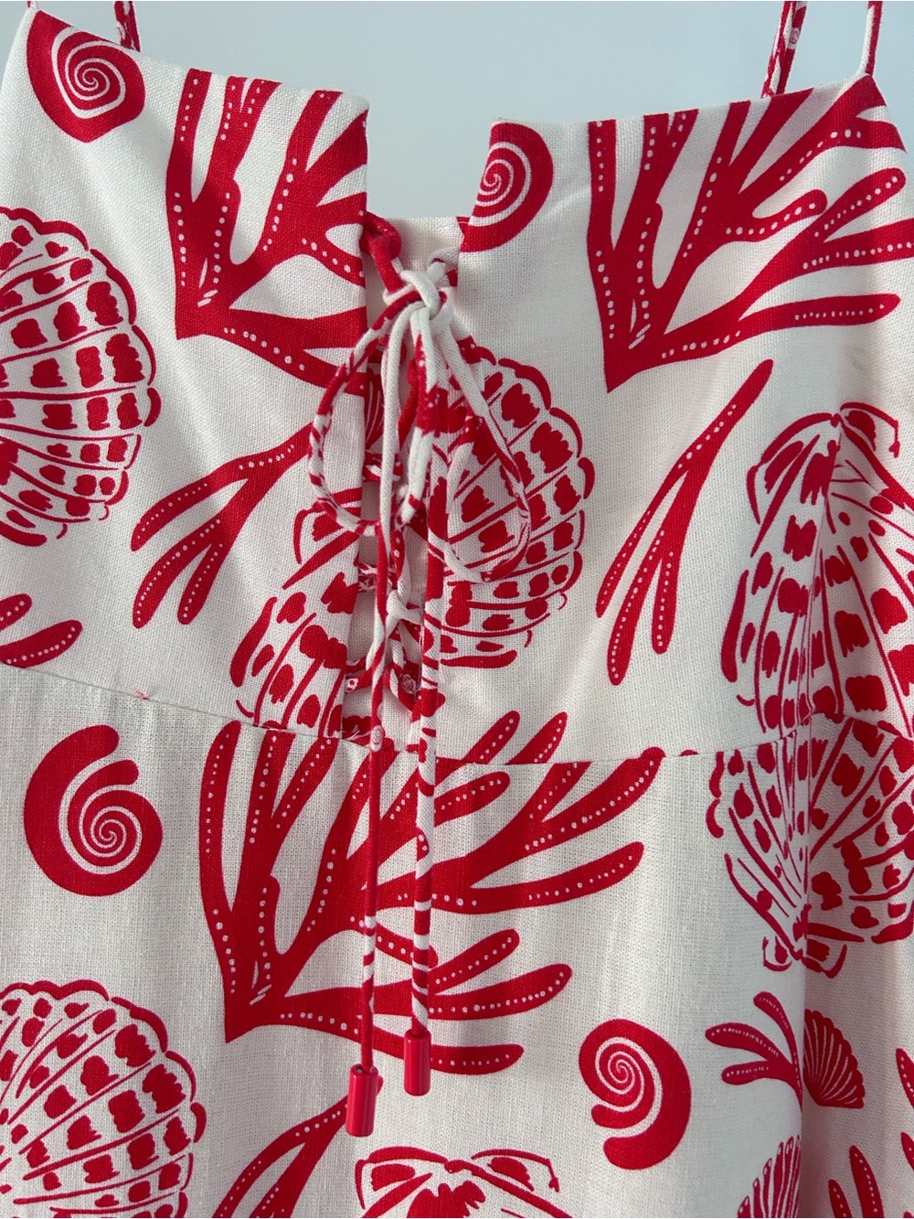Calypso St. Barth White Cover-Up with Red Seashell Print